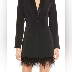 Ieena Mac Duggal Feathered Trim Tuxedo Dress Size 2
